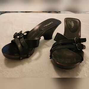 X-Appeal Vintage 2000s Wood & Leather Heels, Sz 8